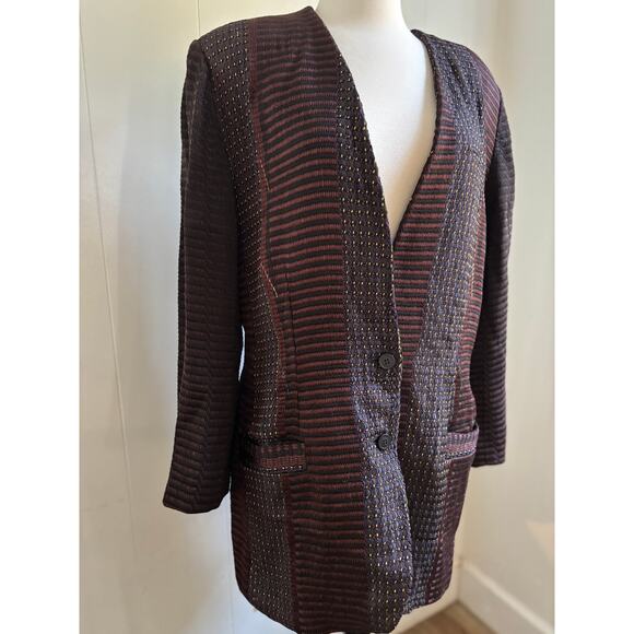 Hand Woven Deborah Cross Art To Wear Textured Mixed Media Jacket One Size - Picture 2 of 9